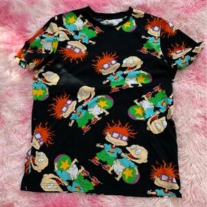 Nickelodeon Retro Black Graphic T-Shirt with Cartoon Print in good condition